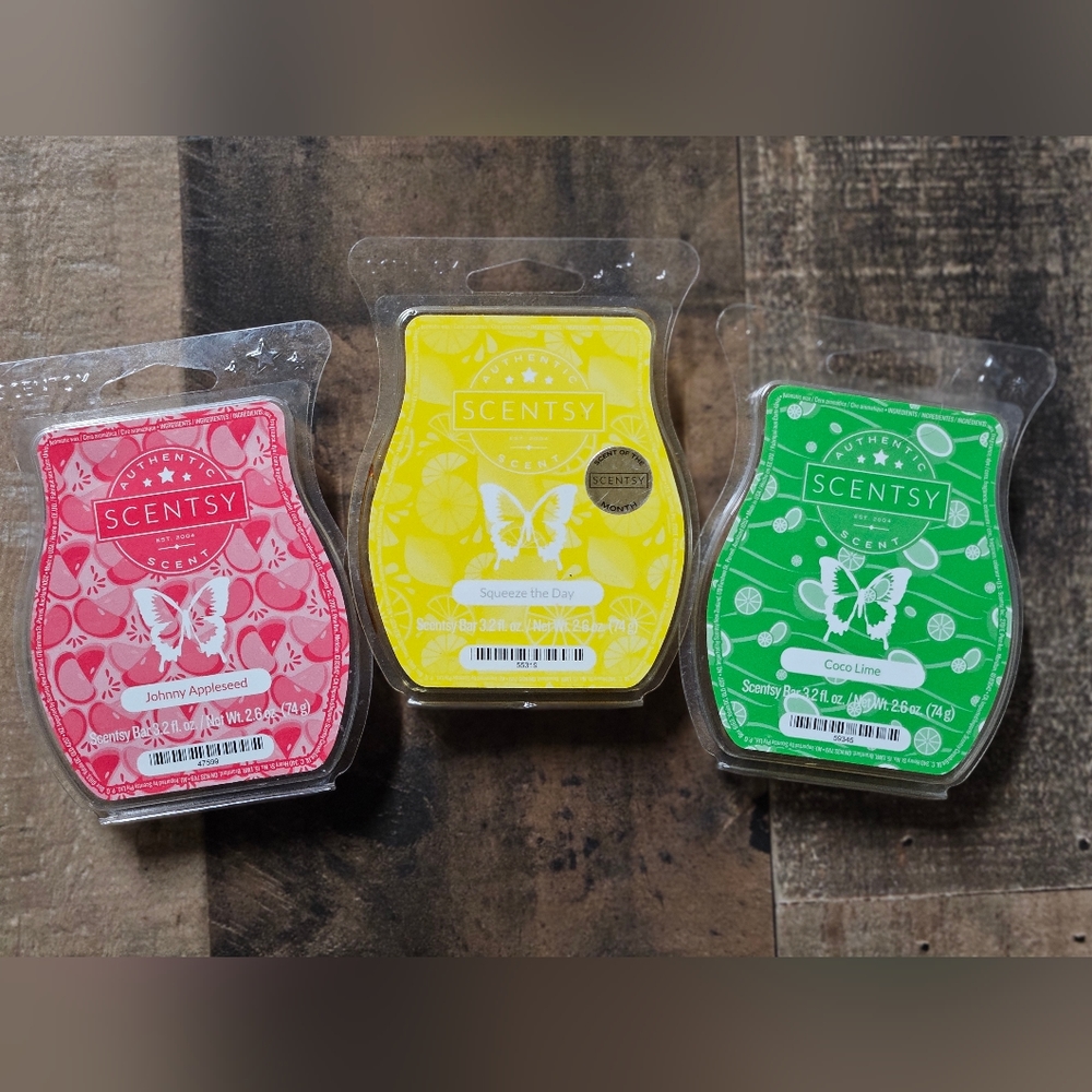3 New Scentsy Bars ~ Johnny Appleseed, Squeeze the Day, Coco Lime